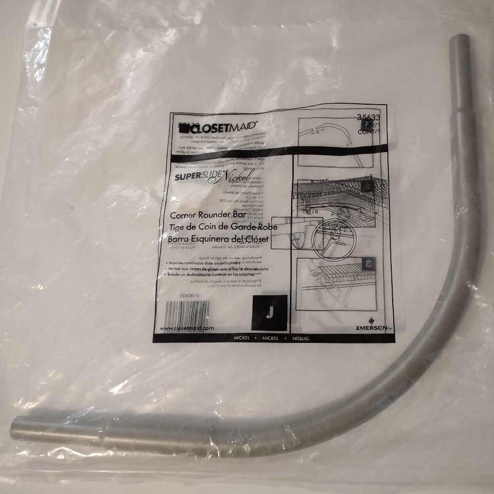 NEW Closetmaid Superslide Nickel Corner Rounded Bar 35633